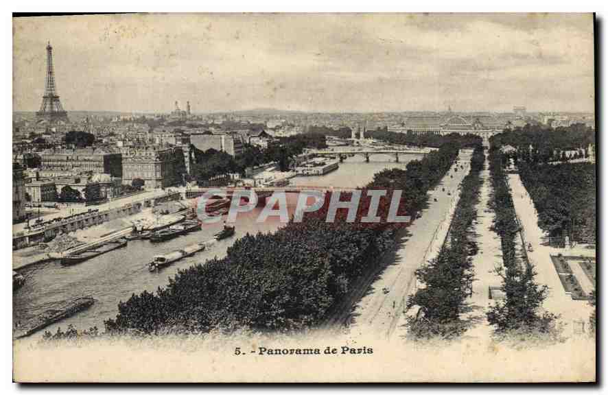CPA Paris Panorama de Paris Tour Eiffel