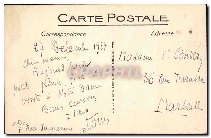 CPA Paris Notre Dame — Rückseite