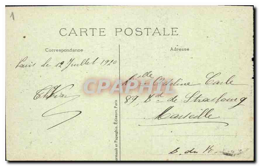 CPA Paris La Madeleine — Rückseite