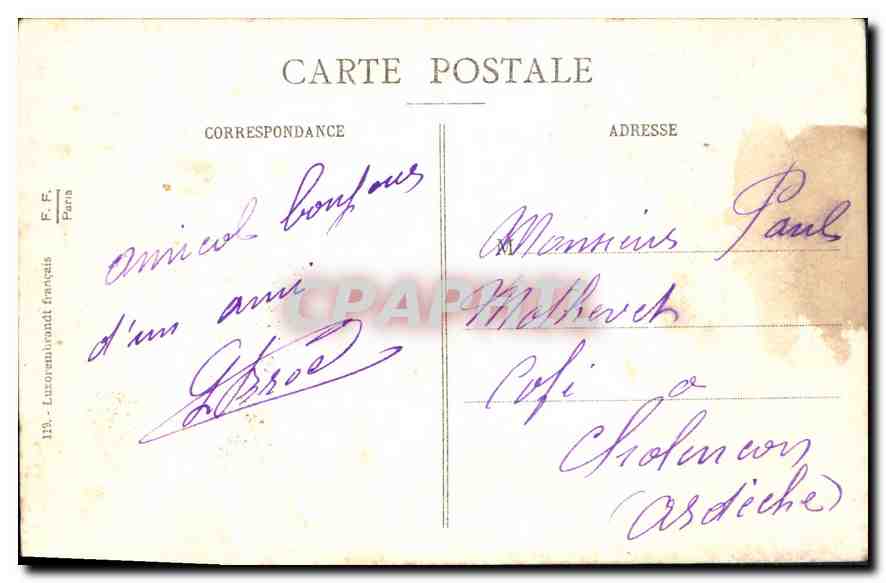CPA Paris Les Invalides — Verso