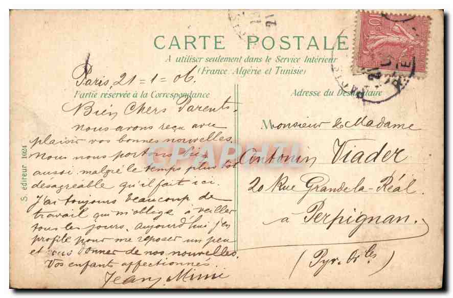 CPA Paris Palais du Luxembourg — Rückseite