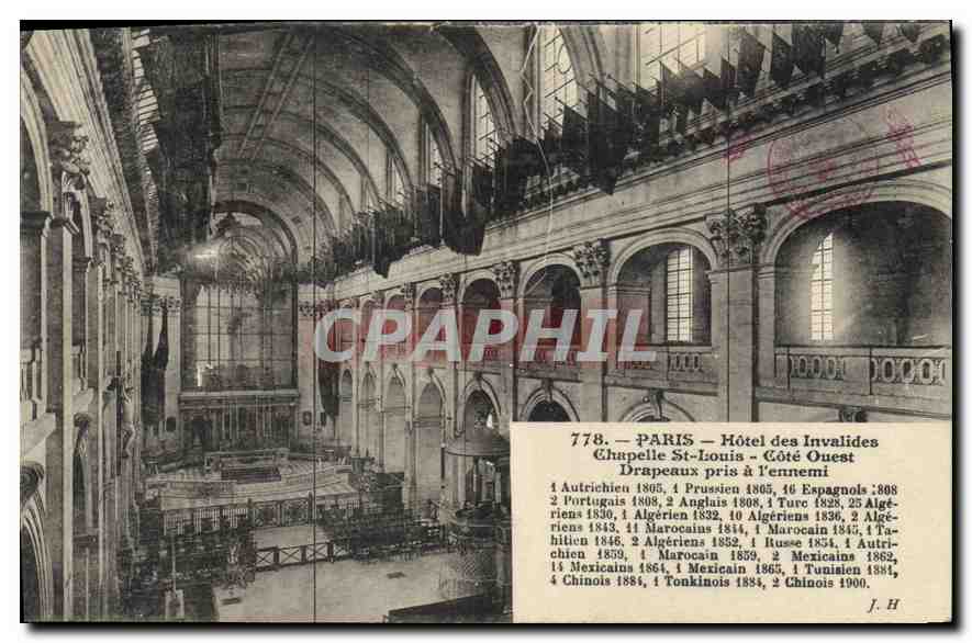 CPA Paris Hotel des Invalides Chapelle St Louis Drapeaux pris a l'ennemi