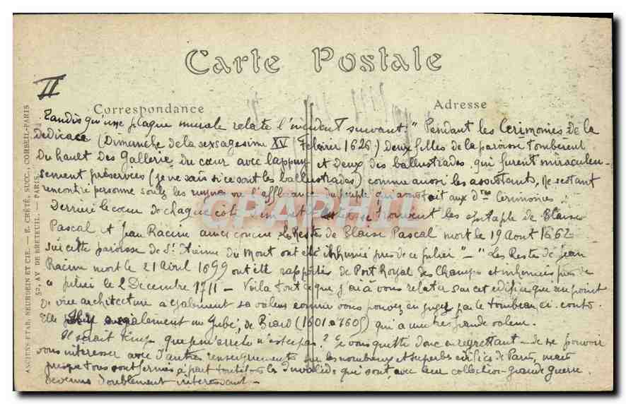 CPA Paris Eglise Saint Etienne du Mont Chapelle et Tombeau de Sainte Genevieve — Rückseite