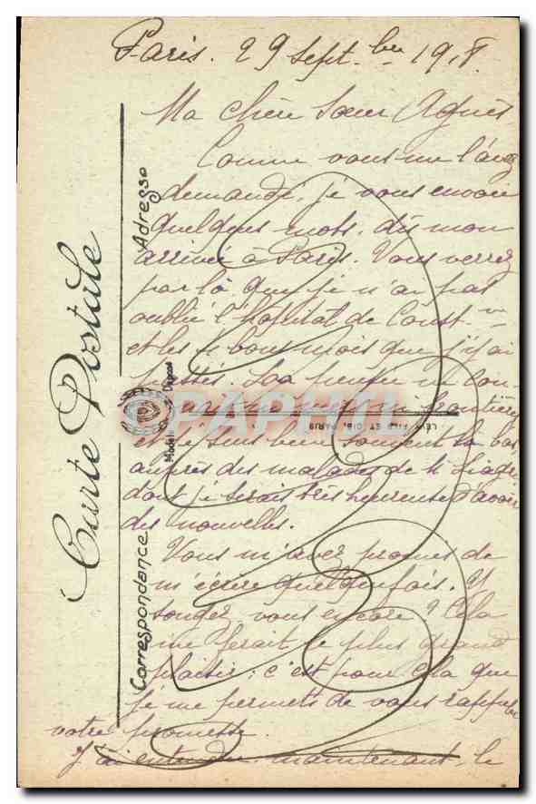 CPA Paris Notre Dame — Verso