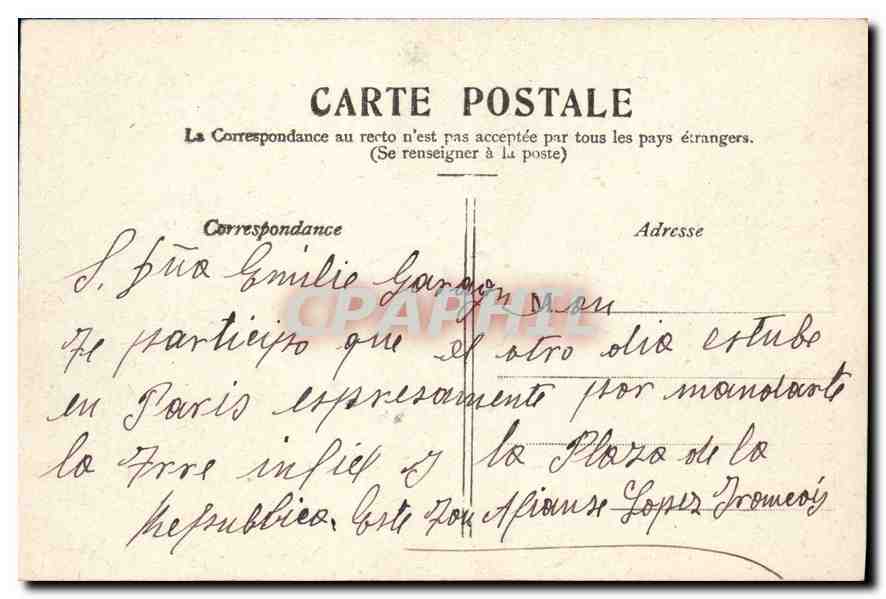 CPA Paris La Place de la Republique — Rückseite