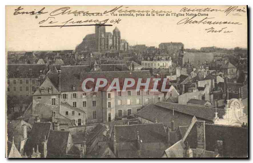 Bourges — Vue centrale, prise de la Tour de l'Église Notre-Dame — Éditeur : K. Maquaire, Bourges