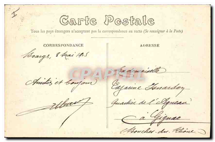 CPA Bourges Cathedrale Tympan du Portail Central — Rückseite