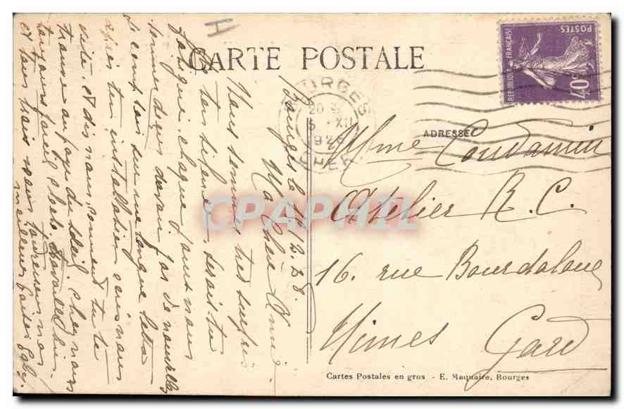 CPA Bourges Palais Jacques Coeur Vue prise de la Place Berry — Rückseite
