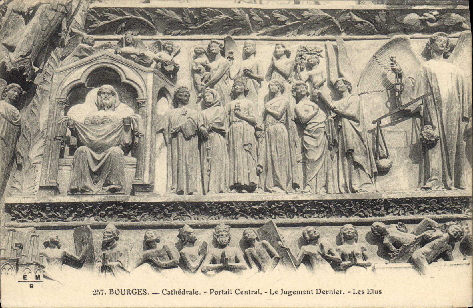CPA Bourges Cathedrale Portail Central Le Jugement Dernier Les Elus