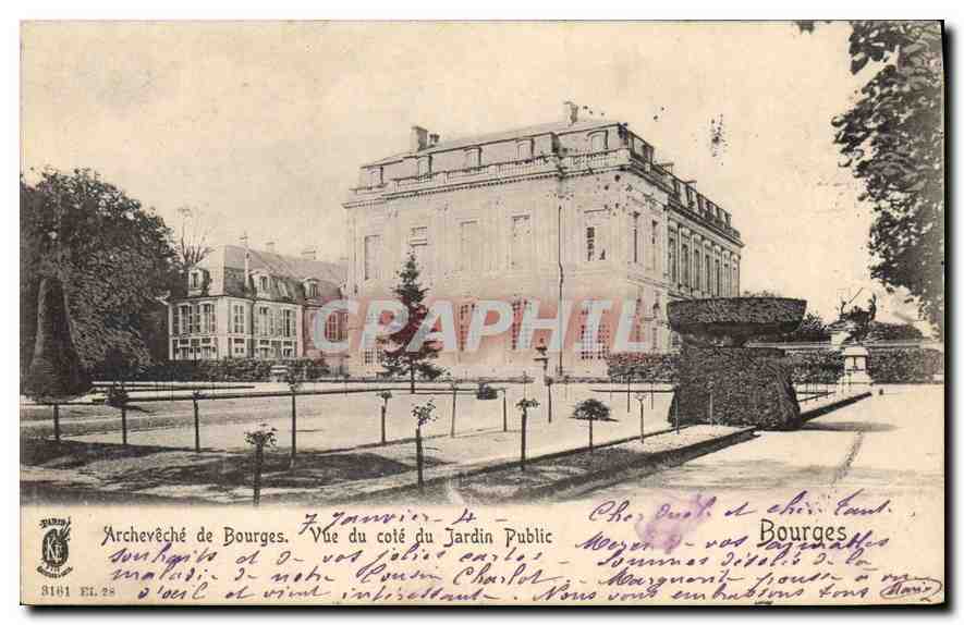 CPA Bourges Archeveche Vue du cote du Jardin Public