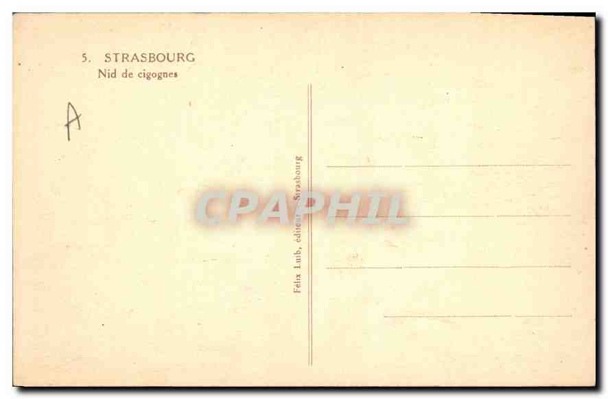 CPA Strasbourg Nid de Cigognes — Rückseite