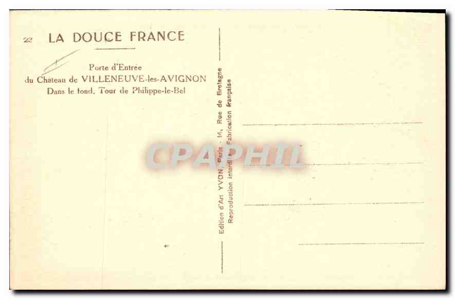 CPA Villeneuve les Avignon Tour de Philippe le Bel — Verso