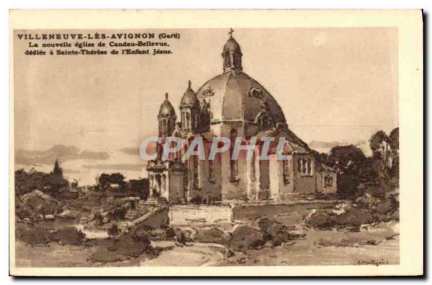 CPA Villeneuve les Avignon (Gard) La nouvelle eglise de Candau Bellevue