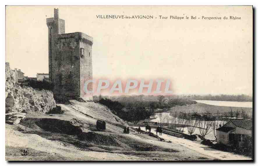 Villeneuve-lès-Avignon - Tour Philippe le Bel - Perspective du Rhône