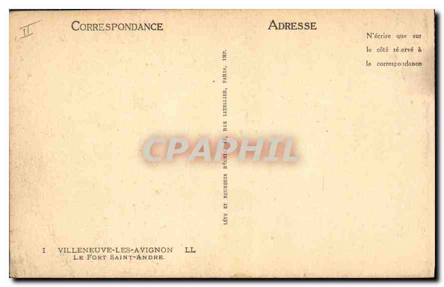 CPA Villeneuve les Avignon Le Fort Saint Andre — Verso