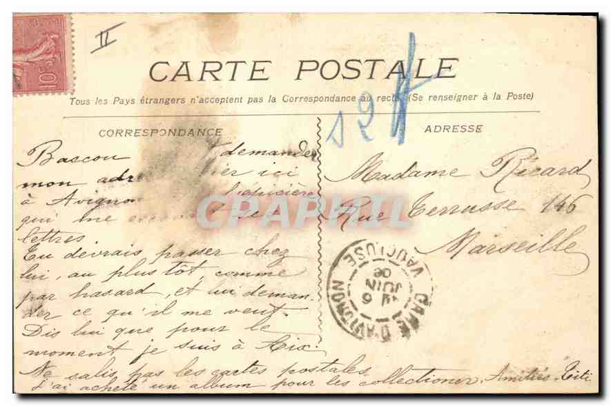 CPA Villeneuve les Avignon Le Fort Saint Andre — Verso