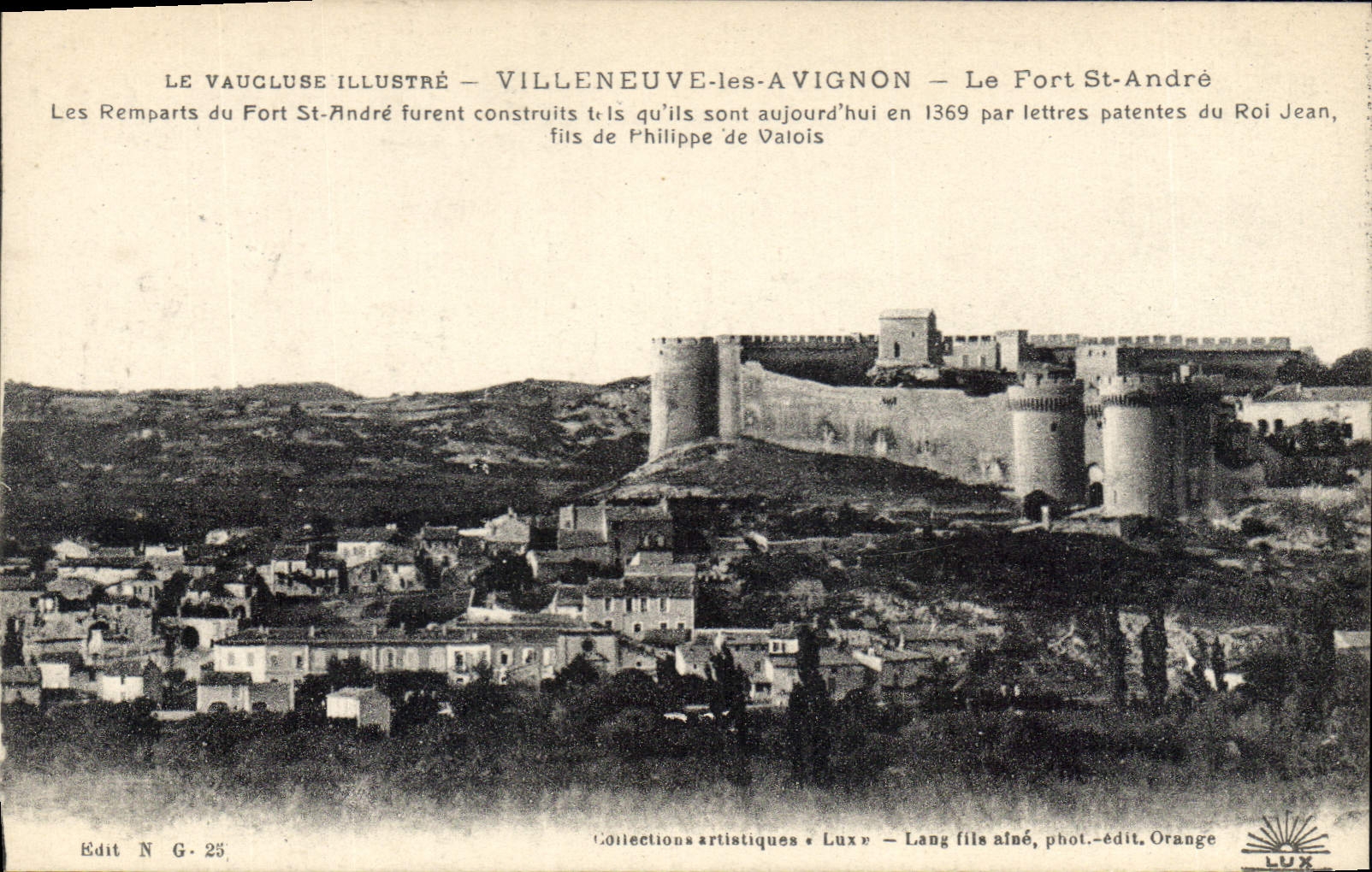 Villeneuve-lès-Avignon — El Fuerte Saint-André — Editor Lux, N.º G.25