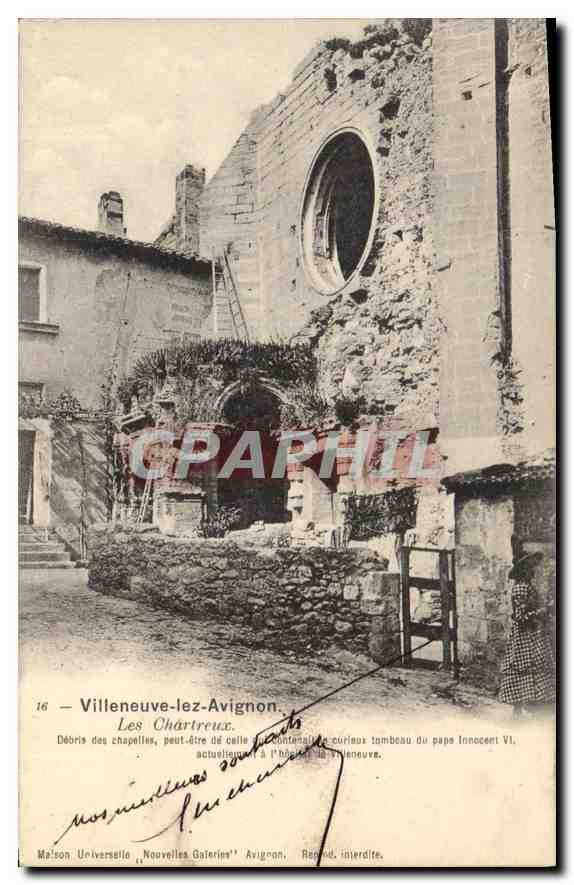 Villeneuve-les-Avignon — Los Châtreux — Restos de capillas, extraño sepulcro del papa Inocencio VI — editor Maison Universitaire, Nouvelles Galeries, Avignon