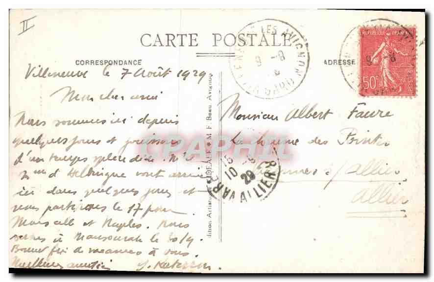 CPA Villeneuve les Avignon Grande Rue — Verso