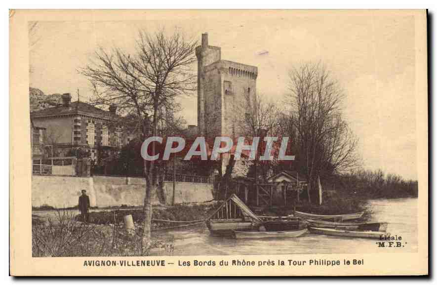 CPA Villeneuve les Avignon Les Bords du Rhone pres la Tour Philippe le Bel