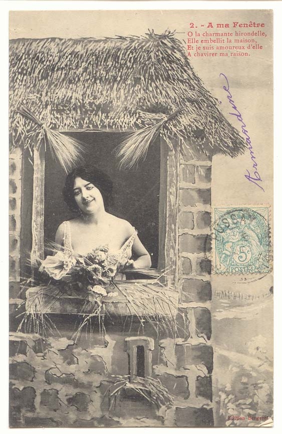 a ma fenetre CPA O la charmante hirondelle elle embellit la maison