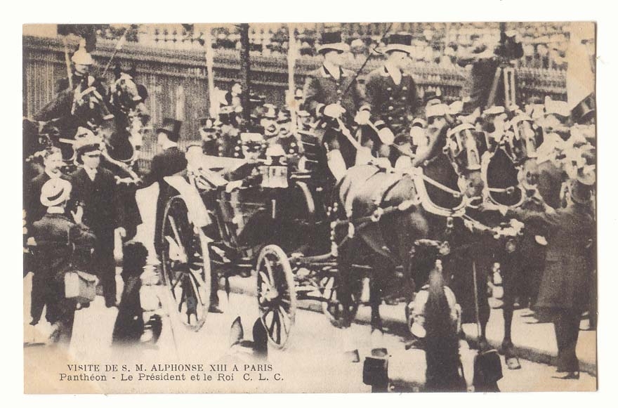 Visite de S M Aphonse XIII a Paris CPA Pantheon Le President et le roi