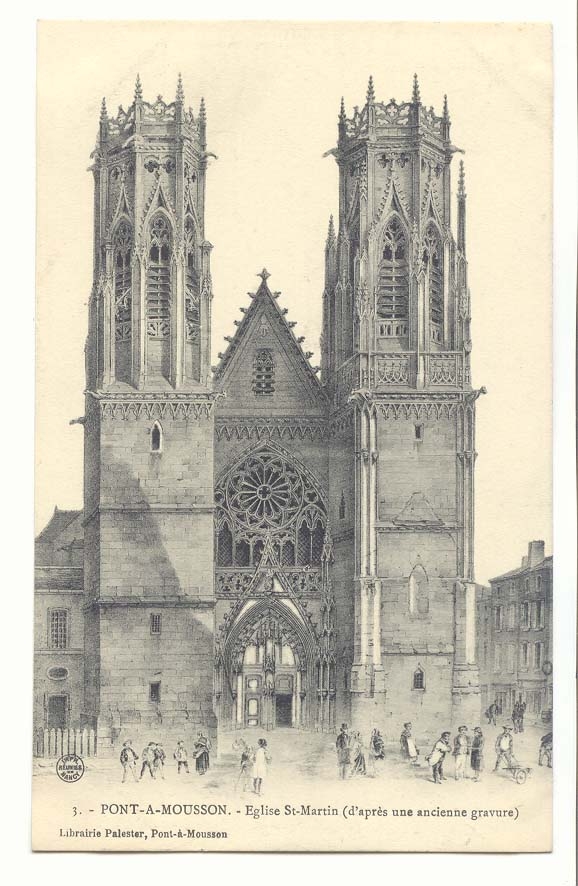 Pont a Mousson CPA Eglise Saint Martin (d'apres une gravure ancienne)