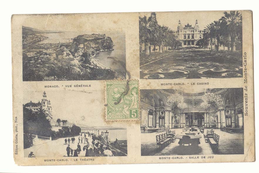 Monaco — Vue générale, Le théâtre, Le casino, Salle de jeu — Édition Gilitta, phot. Nice
