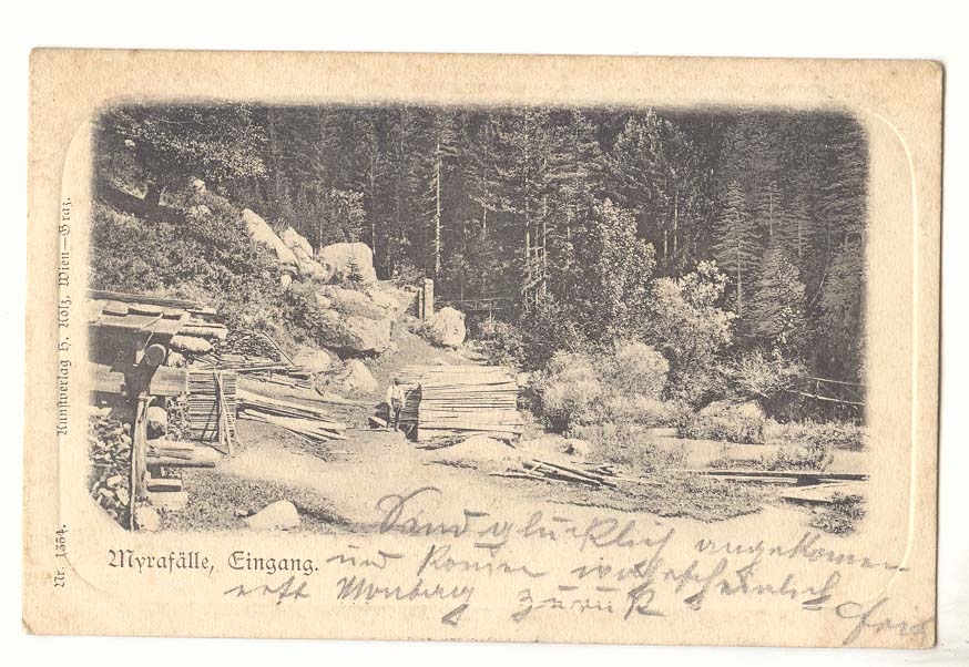 Autriche Austria CPA Myrafalle Eingang (fabrique de bois)