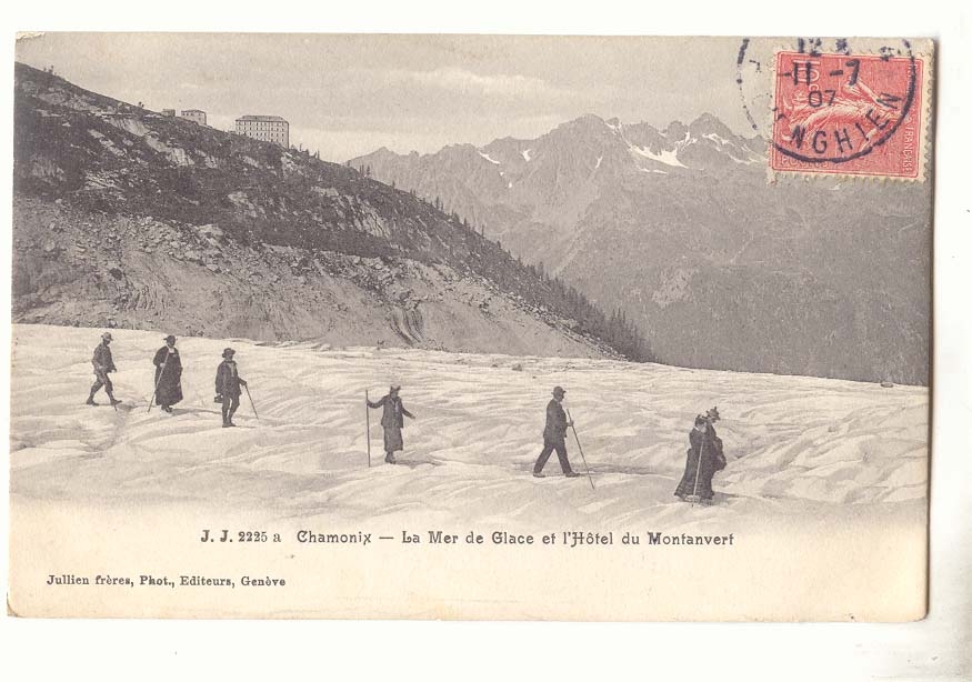 Chamonix — La Mer de Glace et l'Hôtel du Montanvert — Jullien frères, Phot., Éditeurs, Genève