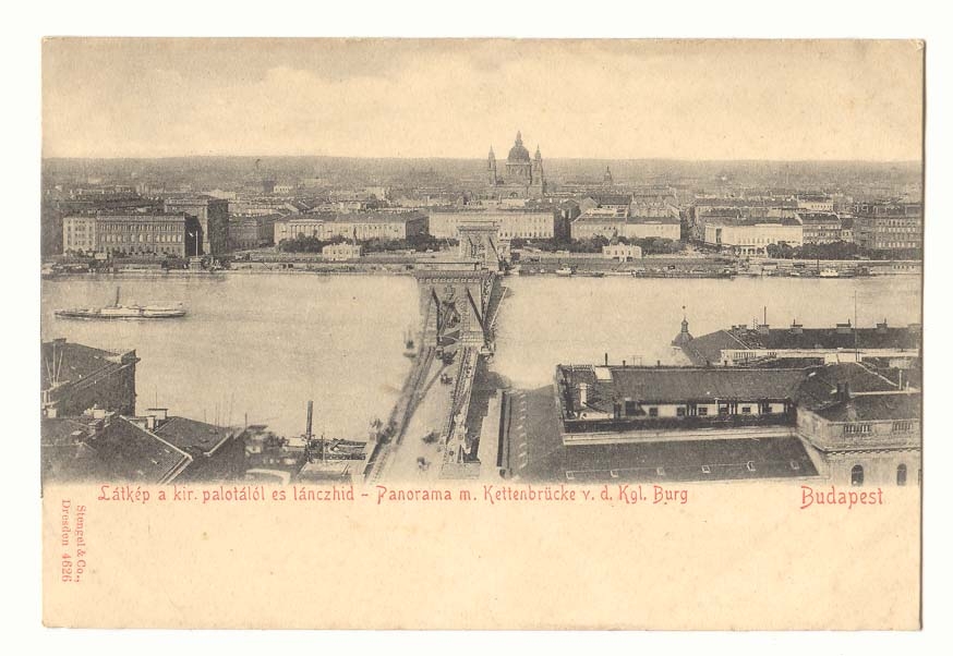 Hongrie hungary CPA Budapest Panorama m Kettenbrucke 