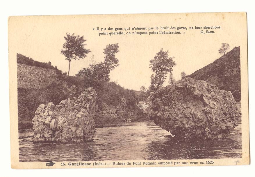 Gargilesse (Indre) — Ruines du Pont Romain emporté par une crue en 1525