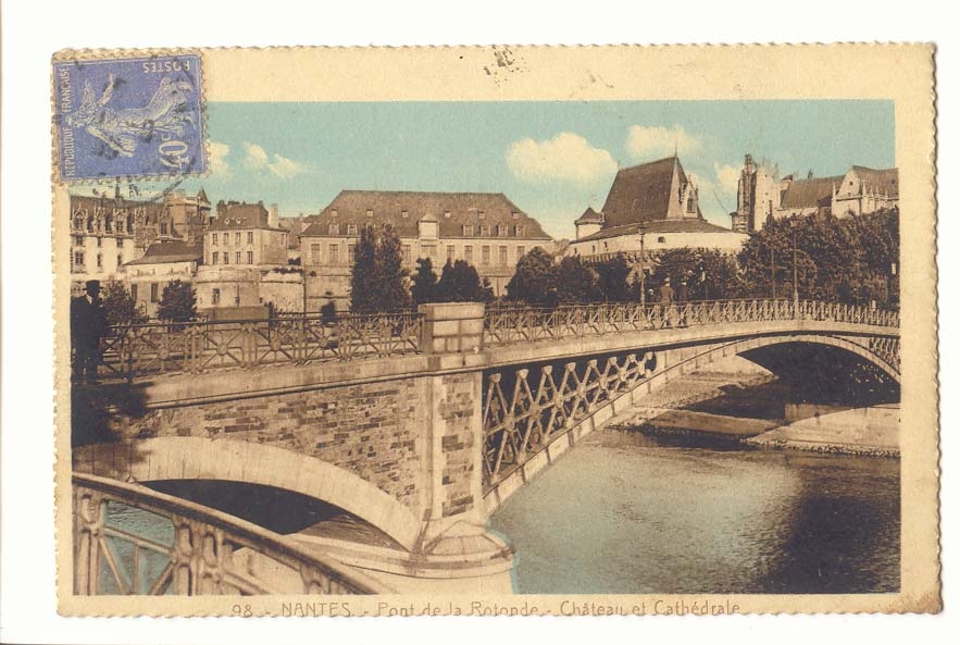 Nantes CPA Pont de la Rotonde Chateau et cathedrale