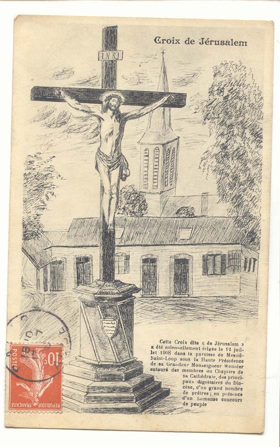 Croix de Jerusalem CPA *Paroisse de Mesnil Saint Loup