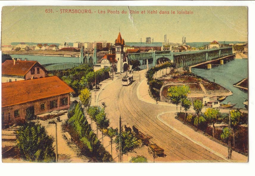Strasbourg CPA Les pont sdu Rhin et Kehl dans le lointain