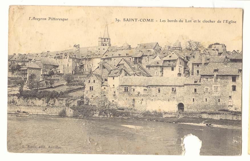 Saint-Côme - Les bords du Lot et le clocher de l'Église — L. Roux, édit. Aurillac