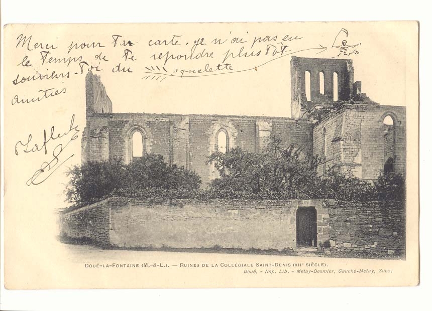 Doue la Fontaine CPA Ruines de la collegiale Saint Denis (12eme)