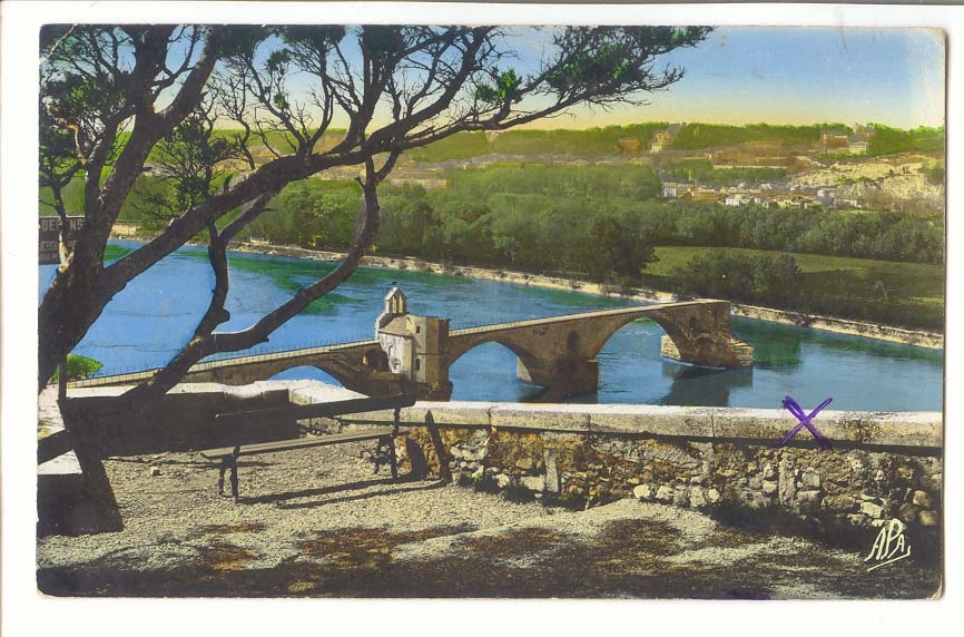 Avignon CPA Le pont St Benezet vu du rocher des Doms