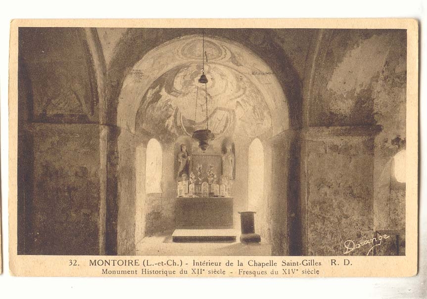 Montoire (L.-et-Ch.) - Intérieur de la Chapelle Saint-Gilles - Fresques du XIVe siècle