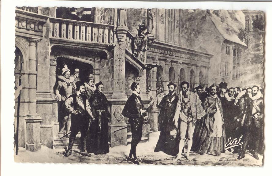 Blois CPM Le chateau Rencontre d'Henri II et du duc de Guise