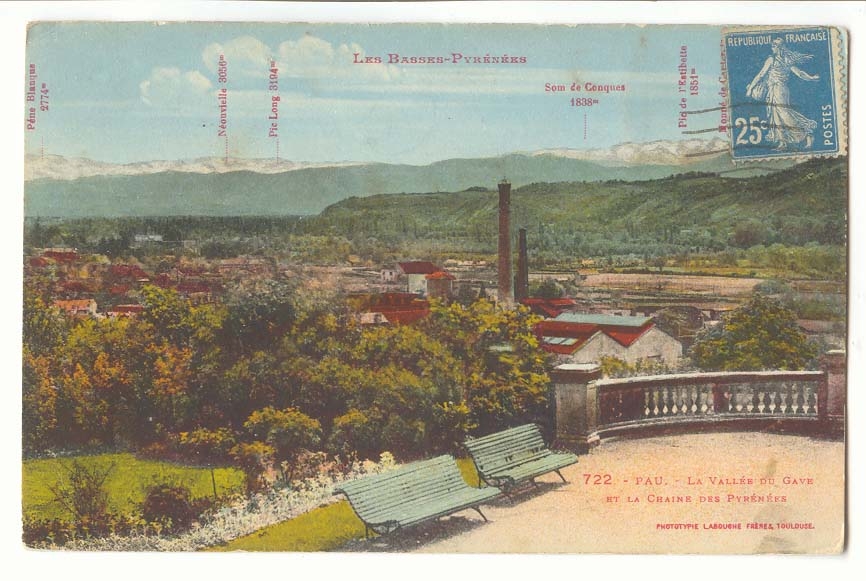 Pau - La Vallée du Gave et la Chaîne des Pyrénées — Phototypie Labourde, Toulouse