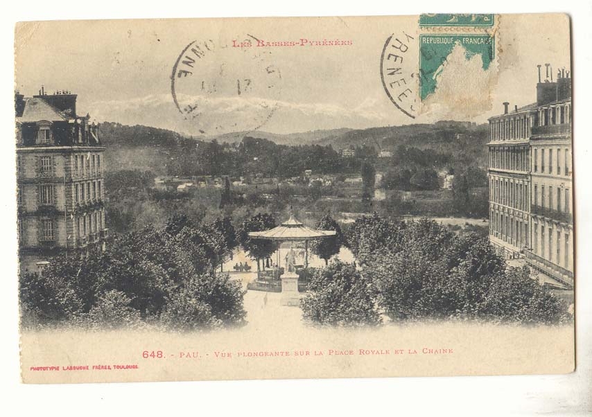 Pau — Vue plongeante sur la Place Royale et la Chaîne — Phototype Labruche Frères, Toulouse, n° 648