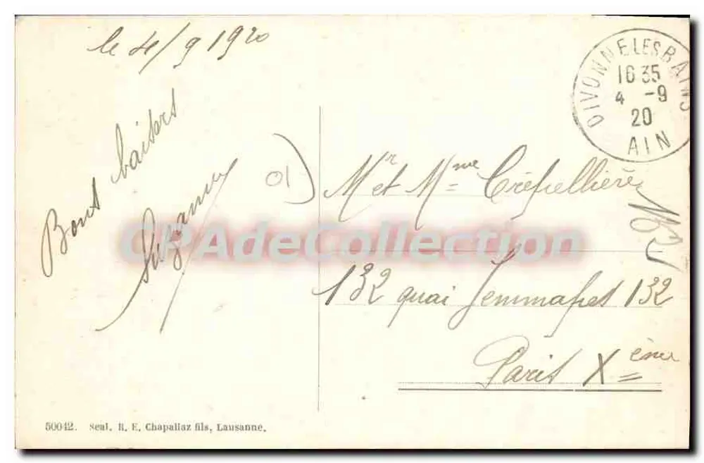 Divonne-les-Bains — O Templo. — Editor: Seul, R. E. Chapallaz filho, Lausanne. - Verso