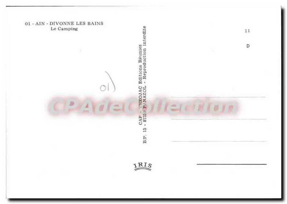 Divonne-les-Bains — Camping — Éditions Théo Jac - Verso