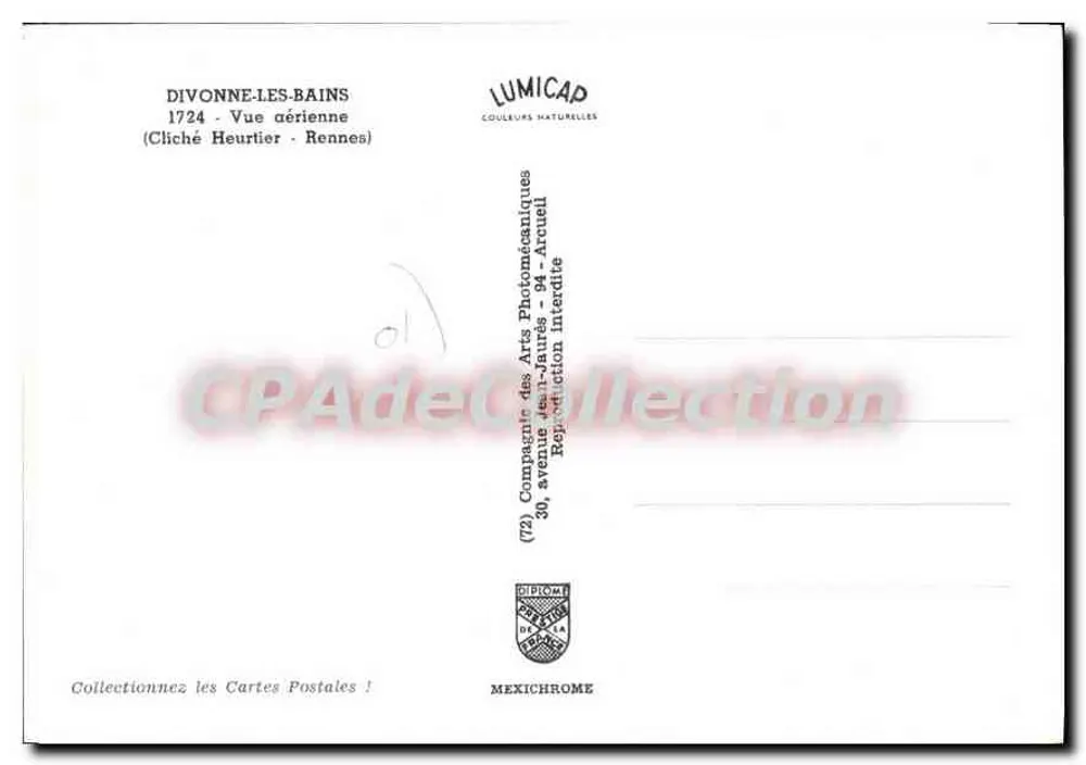 Divonne-les-Bains — Luftbild — Lumicap - Rückseite