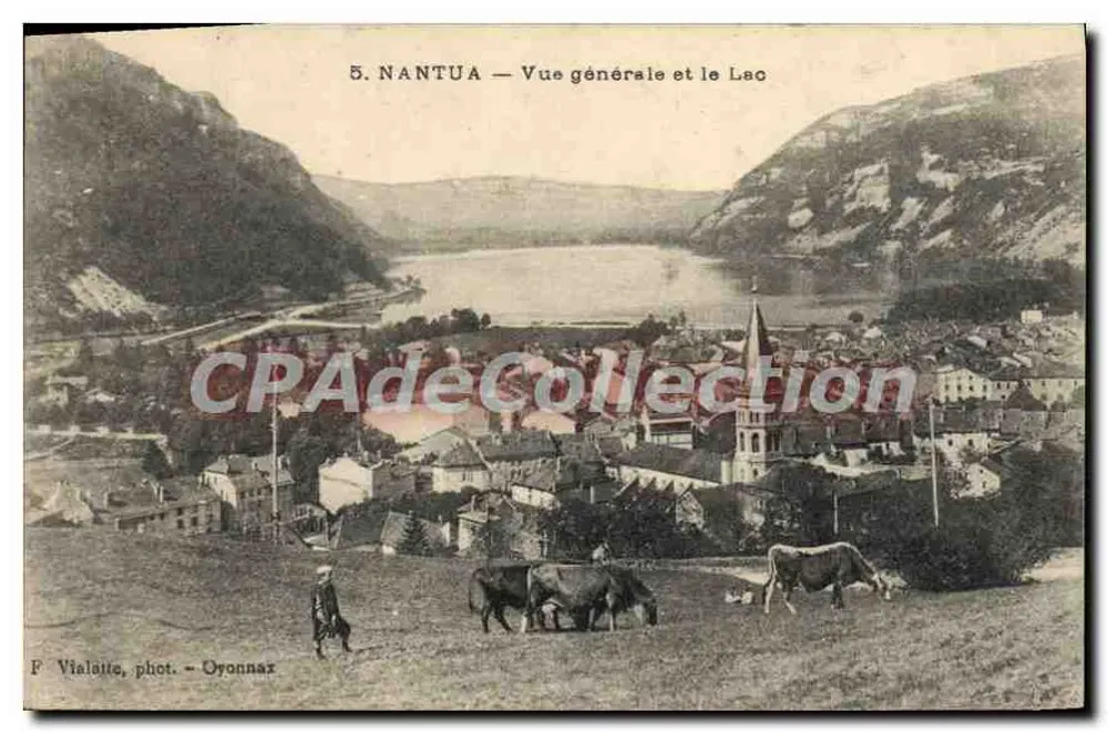 NANTUA — Vista general y el Lago — F. Vialatte, fot. - Oyonnax - Anverso