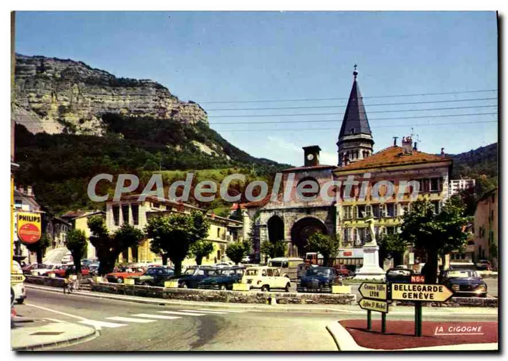 Bellegarde-en-Forez — Ansicht des Zentrums mit Kirche und Berg — Éditions La Cigogne, Lyon - Vorderseite