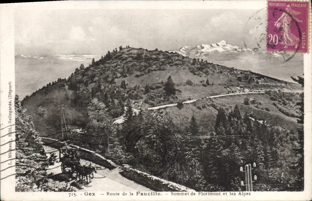 Gex - Route de la Faucille - Gipfel von Florimont und die Alpen — L. Minassé, Édit. Bellegarde (Deposited) - Vorderseite