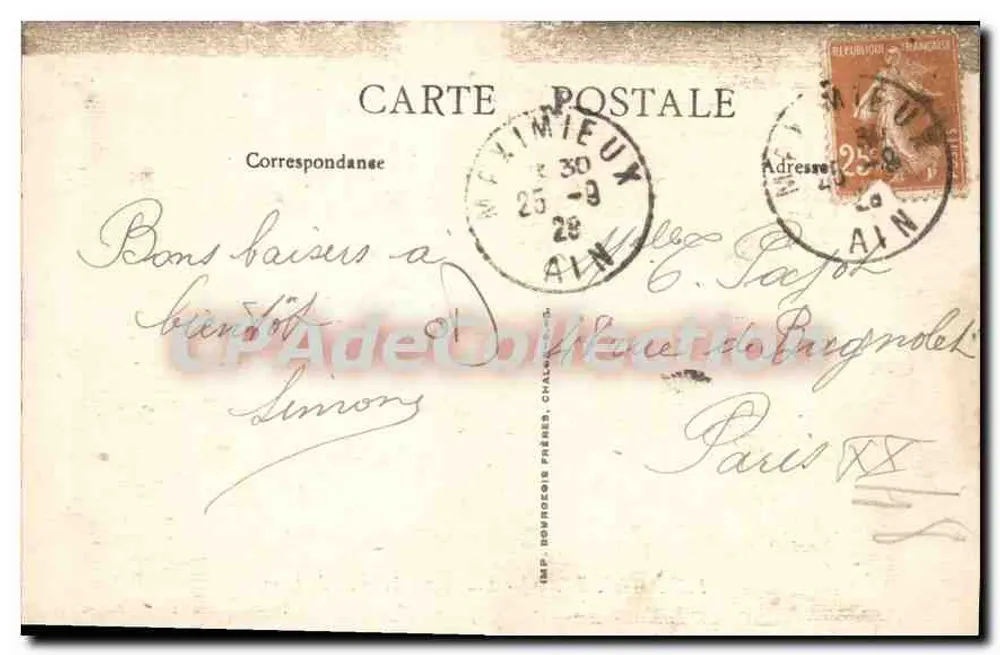 Meximieux (Ain) - Eingang über die Lyonstraße — Lémonon Ducoté, Verlag Mâcon - Rückseite