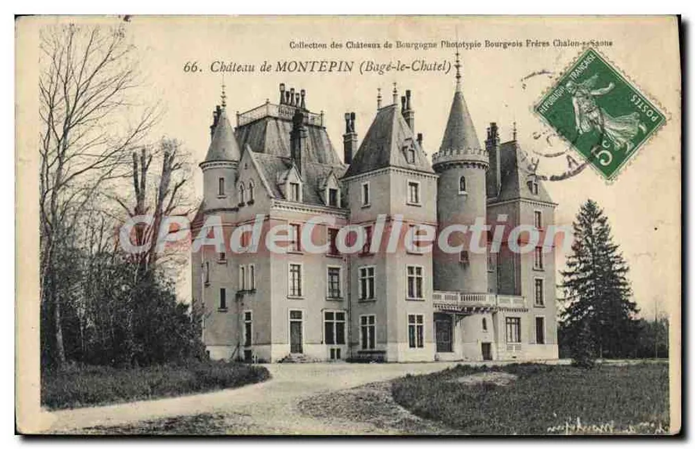 Castelo de MONTEPIN — Bage-le-Châtel — Coleção dos Castelos da Borgonha, Fototipia Bourgeois Frères, Chalon-sur-Saône, n°66 - Frente